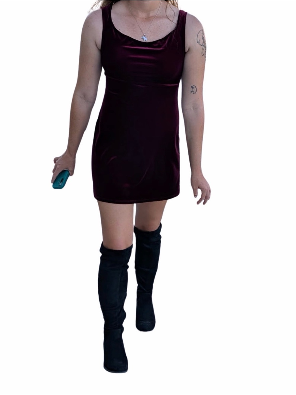 Reformation Velvet Mini Dress in Burgundy